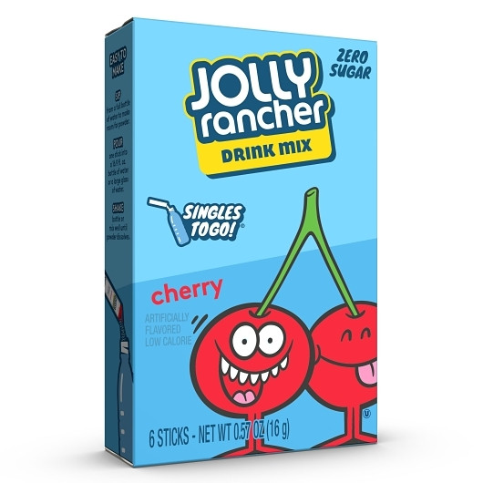 Jolly Rancher Cherry Low Calorie Drink Mix Singles To Go, 6 Count, 12 Per Case