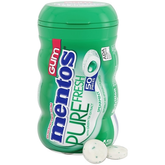 Mentos Sugar Free Pure Fresh Spearmint Gum, 50 Piece, 4 Per Box, 6 Per Case