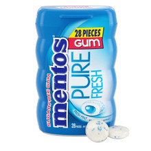 Mentos Pure Fresh Sugar Free Fresh Mint Chewing Gum with Xylitol, 28 Piece, 6 Per Box, 6 Per Case