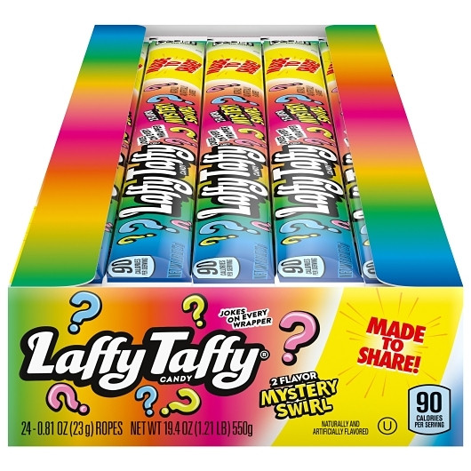 Laffy Taffy Mystery Swirl Rope Box, 0.81 Ounce, 24 Per Box, 12 Per Case