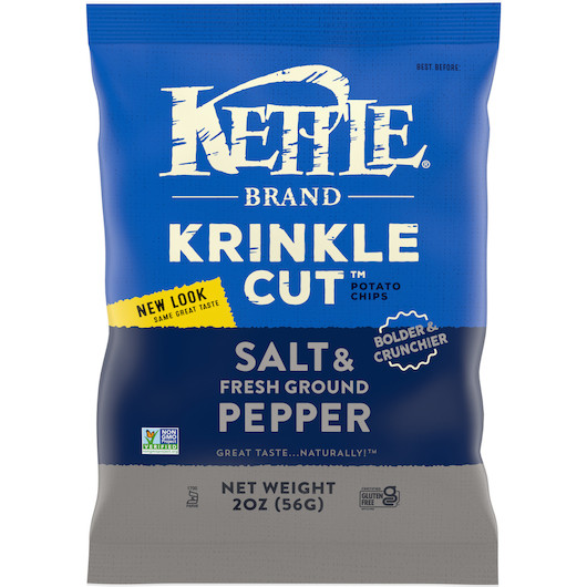 Kettle Foods Sea Salt & Pepper Krinkle Cut Potato Chips, 2 Ounces - 6 Per Case