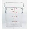 Cambro 4 Quart Clear Measuring Plastic Square Container, 6 Each