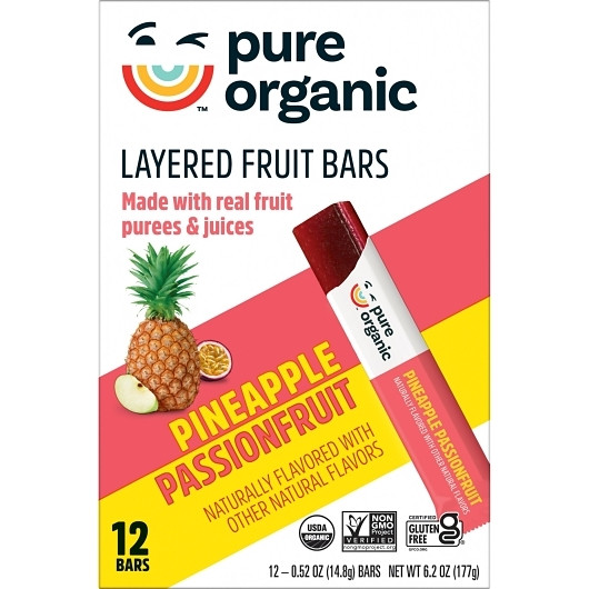 Pure Organic Layered Fruit Bars Pineapple Passion, 0.52 Ounce, 12 Per Pack, 9 Per Case
