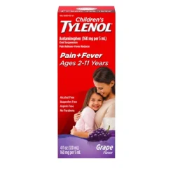 Tylenol Children s Suspension Grape, 4 Fluid Ounce, 3 Per Pack, 12 Per Case