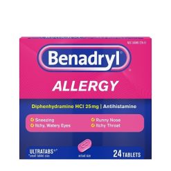 Benadryl Allergy Antihistamine 25 Mg Tablets, 24 Count, 6 Per Pack, 4 Per Case