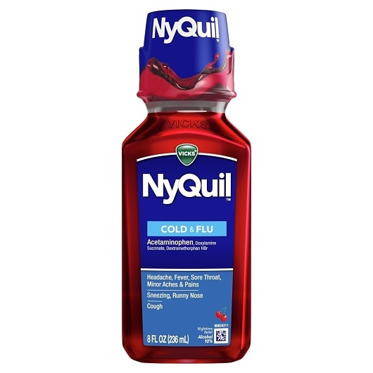 Vicks Nyquil Cold & Flu Liquid Cherry, 8 Fluid Ounce, 12 Per Case