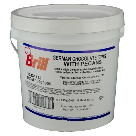 Brill German Chocolate Icing with Pecans, 18 Pounds
