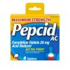 Pepcid Ac Maximum Strength Acid Reducer Tablets, 8 Count, 6 Per Pack, 6 Per Case