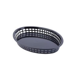 Tablecraft 12.75 Inch X 9.5 Inch X 1.5 Inch Jumbo Platter Oval Black Plastic Basket, 36 Each