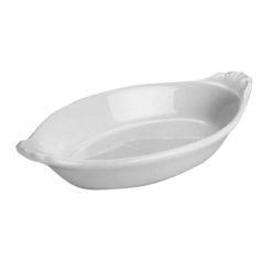 Hall China Embossed Handle Oval Au Gratin Rarebit (8 Oz) Bright White, 2 Dozen
