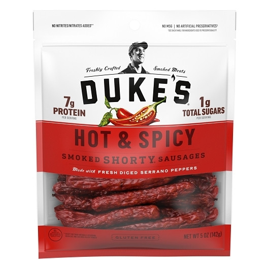 Dukes Hot & Spicy Smoked Shorty Sausages, 5 Ounce, 8 Per Case