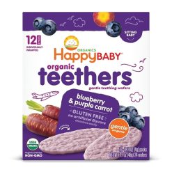 Happy Baby Organic Teethers Gluten Free Gentle Teething Wafers Blueberry & Purple Carrot, 1.7 Ounce, 6 Per Case