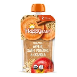 Happy Baby Organic Stage 2 Clearly Crafted Apple Sweet Potato & Granola, 4 Ounce, 8 Per Pack, 2 Per Case