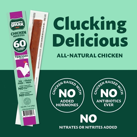 Mighty Spark Food Co Teriyaki Chicken Snack Stick Multipack, 4 Ounce, 8 Per Case