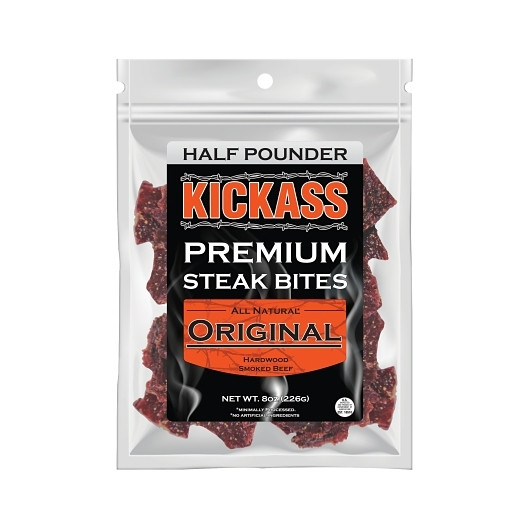 Kickass Beef Jerky Original Premium Steak Bites, 0.5 Pound, 10 Per Case
