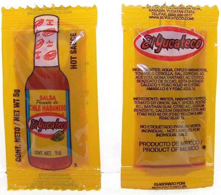 El Yucateco Red Habanero Hot Sauce Single Serve, 0.17 Ounce, 300 Per Case
