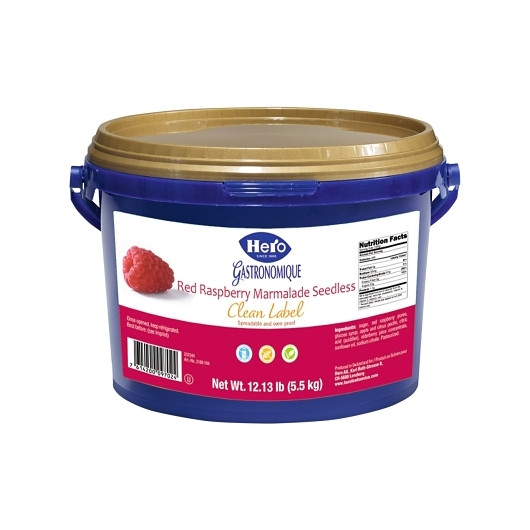 Hero Clean Seedless Raspberry Baking Jam, 12.12 Pound, 1 Per Case