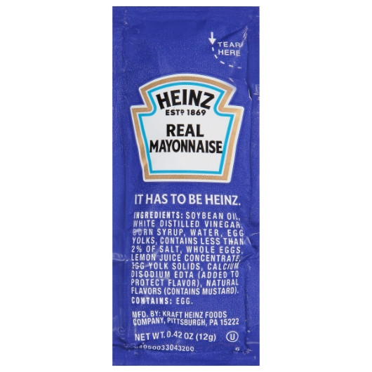 Heinz Mayonnaise Single Serve, 12 Gram, 500 Per Case