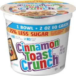 Cinnamon Toast Crunch 25% Less Sugar Cereal Single Serve, 2 Ounce, 60 Per Case