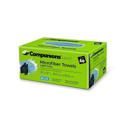 Companions Blue Light Duty Microfiber Towels, 50 Each, 8 Per Pack, 400 Per Case