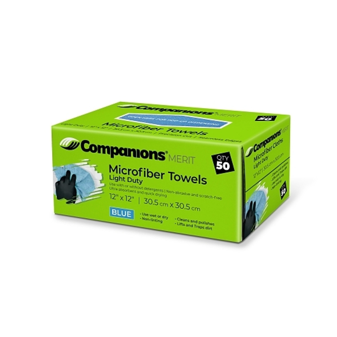 Companions Green Light Duty Microfiber Towels, 50 Each, 8 Per Pack, 400 Per Case