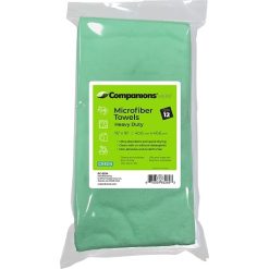 Companions Green Heavy Duty Microfiber Towels, 12 Each, 15 Per Pack, 180 Per Case