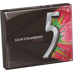 Five Sour Strawberry Gum, 15 Piece, 10 Per Box, 12 Per Case