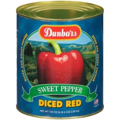 Dunbar Red Diced Regular Pack Peppers, 102 Ounces - 6 Per Case