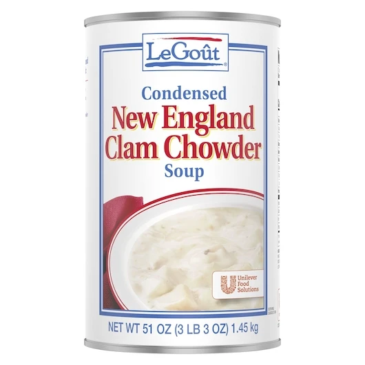 Legout New England Clam Chowder Condensed Canned Soup, 51 Ounces - 12 Per Case