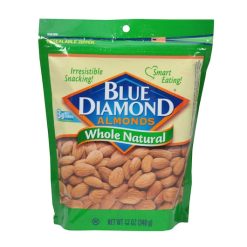 Blue Diamond Whole Natural Almonds, 12 Ounce -- 6 per case