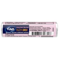 Tums Ultra Single Roll Assorted Berries, 12 Each, 12 Per Pack, 24 Per Case