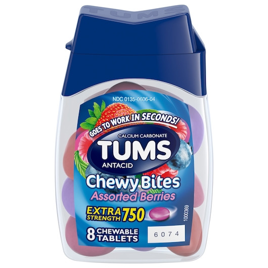 Tums Chewy Bites Mixed Berry, 8 Tablets, 9 Per Pack, 8 Per Case