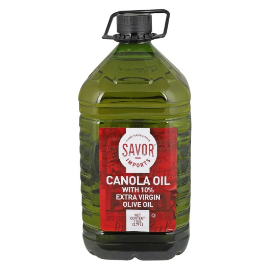 Savor Imports Canola Oil With 10% Extra Virgin Olive Oil, 1 Gallon, 6 Per Case