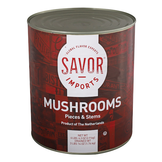 Savor Imports Mushroom Pieces & Stems, #10 Can, 6 Per Case