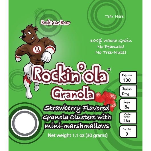 Rockinola Strawberry Granola with Mini Marshmallow, 30 Gram, 250 Per Case