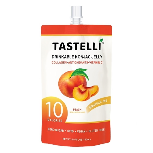 Tastelli Peach Drinkable Jelly, 5.07 Ounce, 4 Per Pack, 10 Per Case