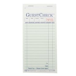 National Checking Company Carbonless Guest Check Paper - 2 Part Green, 17 Line, 3.4 x 6.75 inch, 2500 Per Case