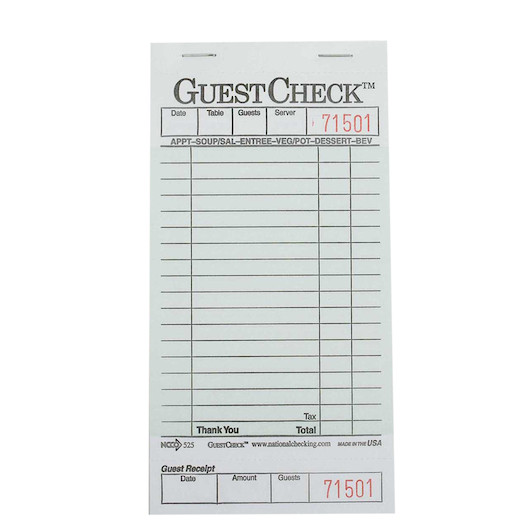 Guestcheck Board - 1Part, Green, 18 Line,3.5 X 6.75 Inch, 50 Checks Per Book, 2500 Per Case