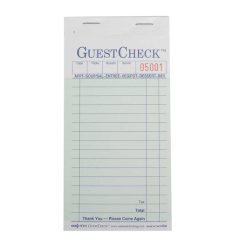 Ncco 3.5 Inch X 6.75 Inch 2 Part Carbon Green 17 Line Guest Check, 2500 Per Case