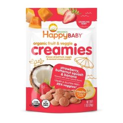 Happy Baby Organic Creamies Freeze-Dried Veggie, Fruit & Coconut Milk Snacks, 1 Ounce, 8 Per Case