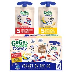 Materne Go Go Squeez Strawberry & Banana Applesauce Variety Pack, 3 Oz, 10 Count, 6 Per Case