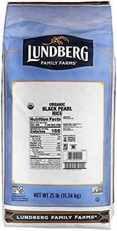 Lundberg Family Farms Organic Black Pearl Rice, 25 Pound, 1 Per Case