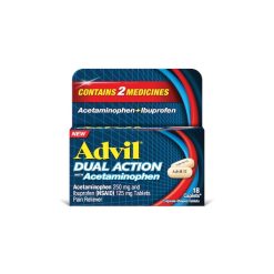 Advil Dual Action Dual Action With Acetaminophen, 18 Each, 6 Per Pack, 12 Per Case