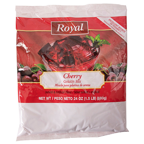Royal Cherry Gelatin Mix, 24 Oz./Pouch, 12/Case