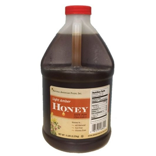 Natural American Foods Light Amber Honey, 5 Pound Jug - 6 Per Case