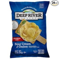 Deep River Snacks Sour Cream & Onion Krinkle Cut Kettle Potato Chips, 2 Ounce, 24 Per Case