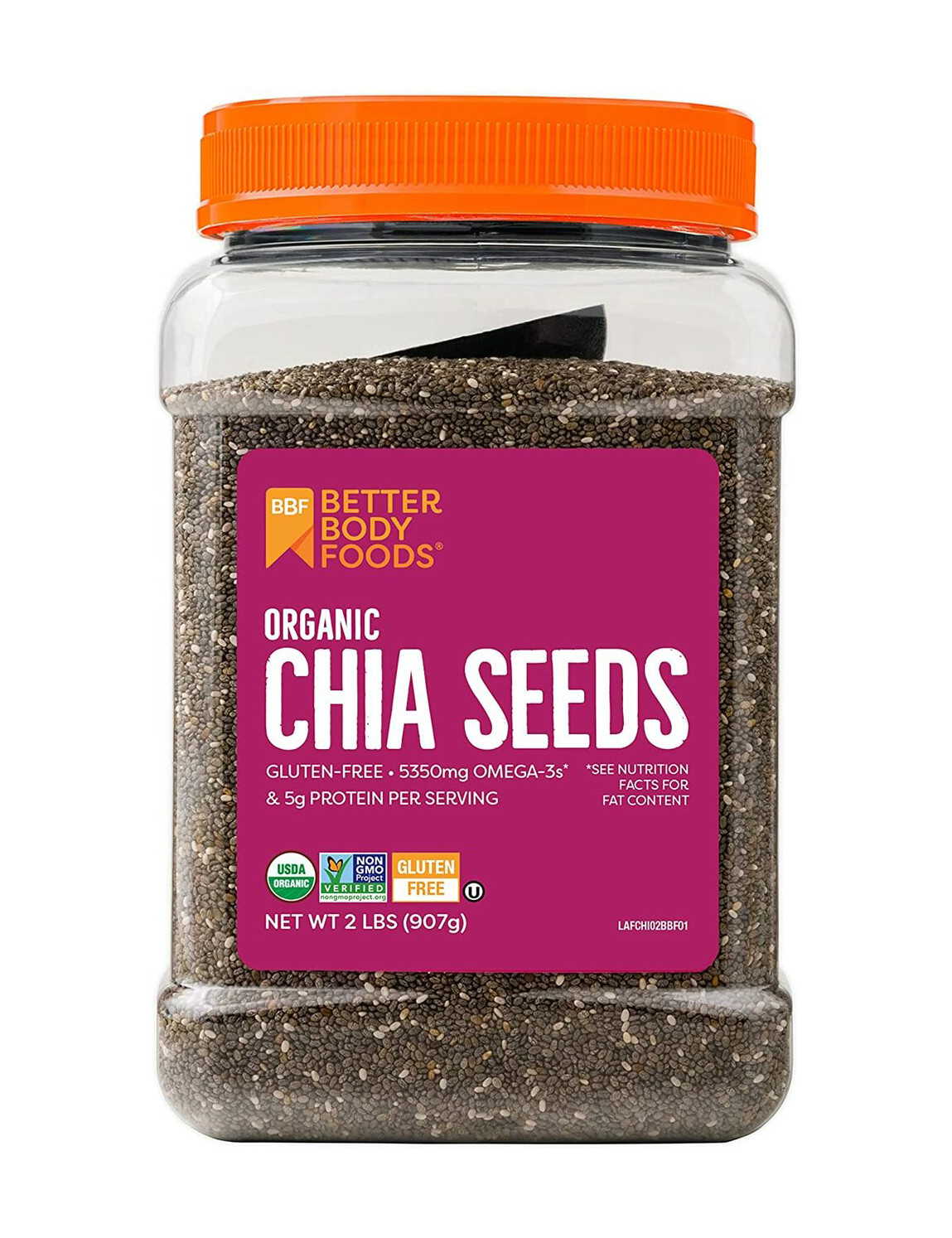 Better Body Foods Organic Chia Seeds, 2 Pounds (Pack of 6)
