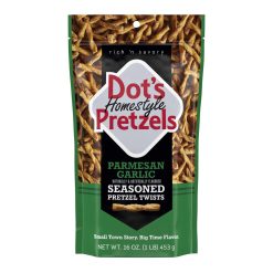 Dot s Pretzels Homestyle Pretzels Garlic Parmesan Seasoned Pretzel Twists, 16 Ounce, 10 Per Case