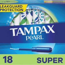 Tampax Pearl Super Unscented Tampons With Inners, 18 Count, 12 Per Case