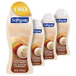 Softsoap Body Wash Coconut Scrub, 20 Fluid Ounces, 4 Per Case